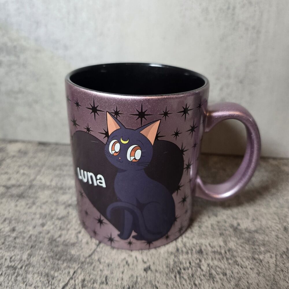Sailor Moon Coffee Mug Luna Artemis Anime Kawaii Metallic Just Funky Cup